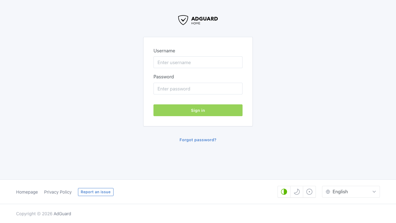 AdGuard Home sign-in page