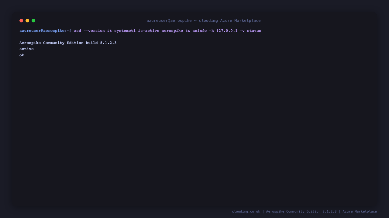 Aerospike version and node status