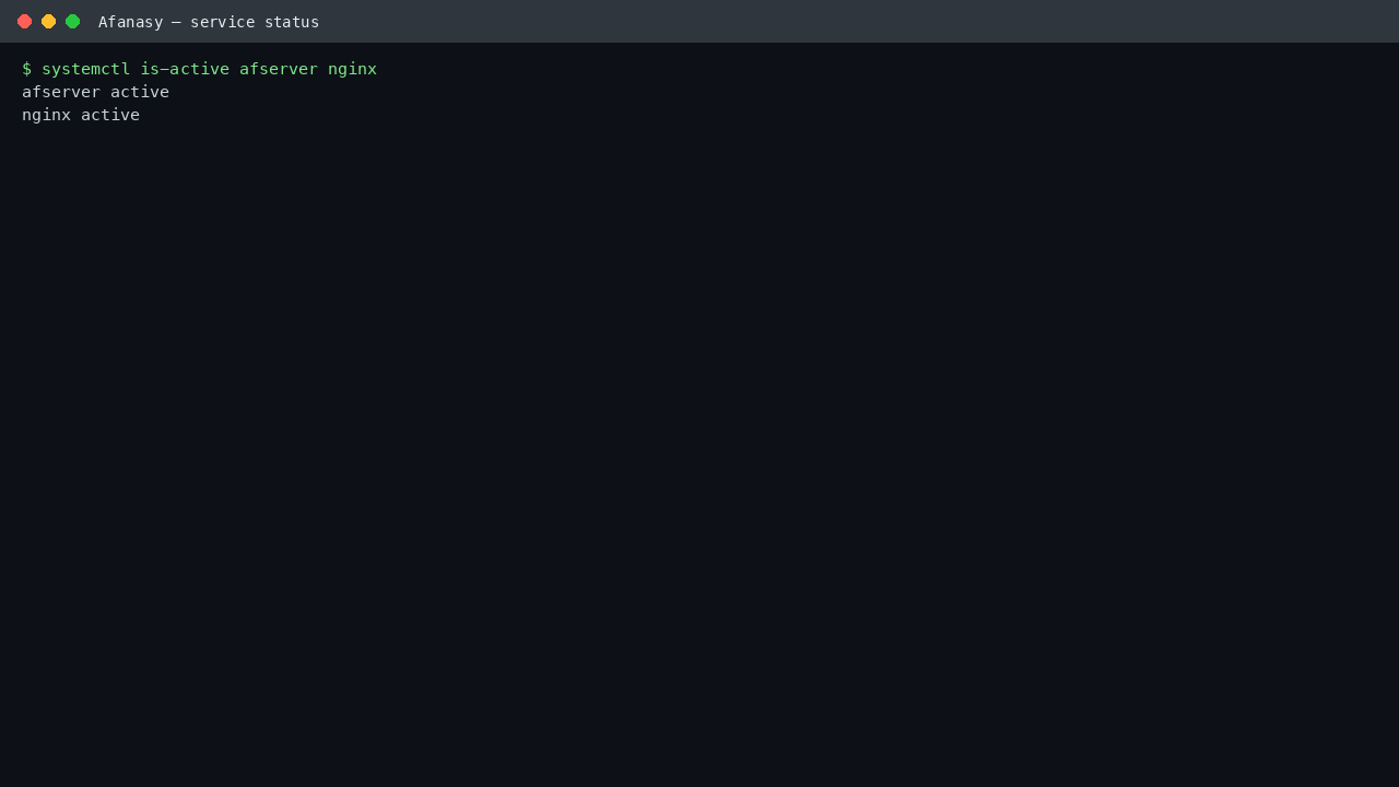 afserver and nginx services both active