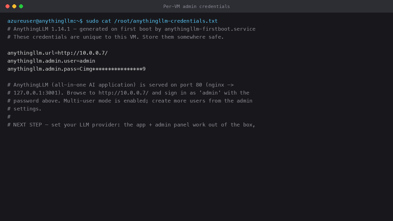 Admin credentials file