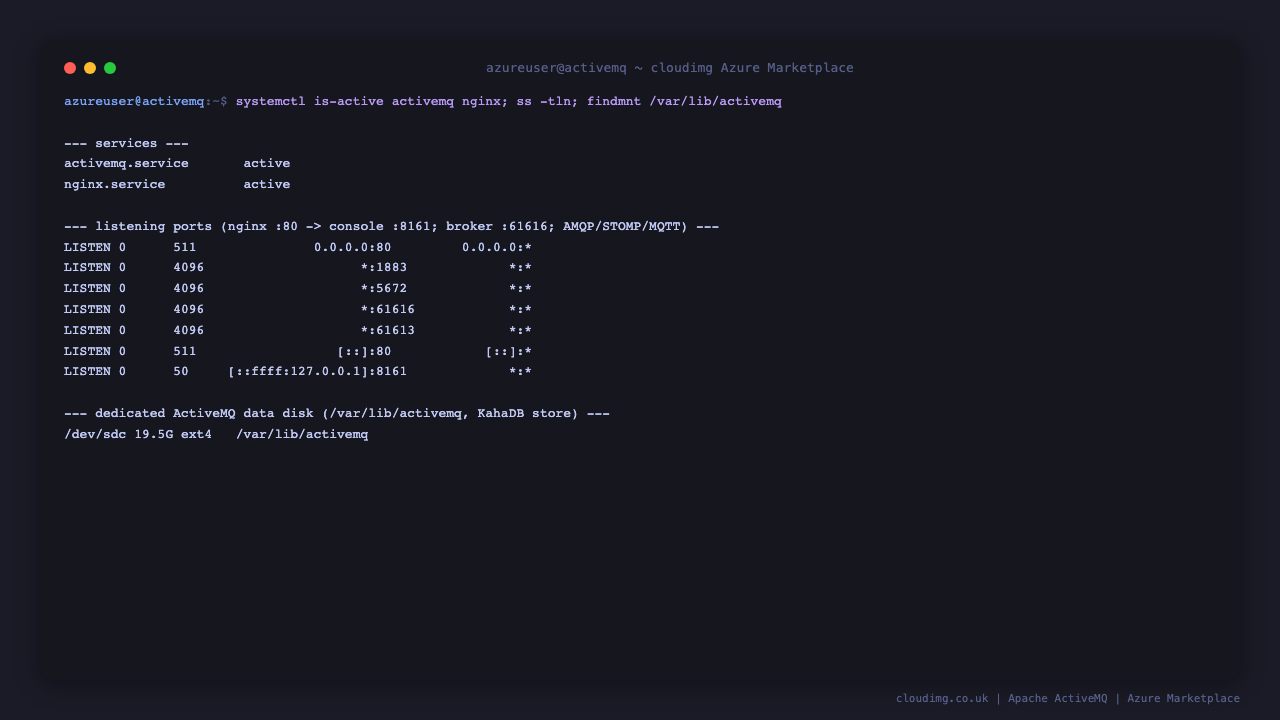 ActiveMQ services and listening ports