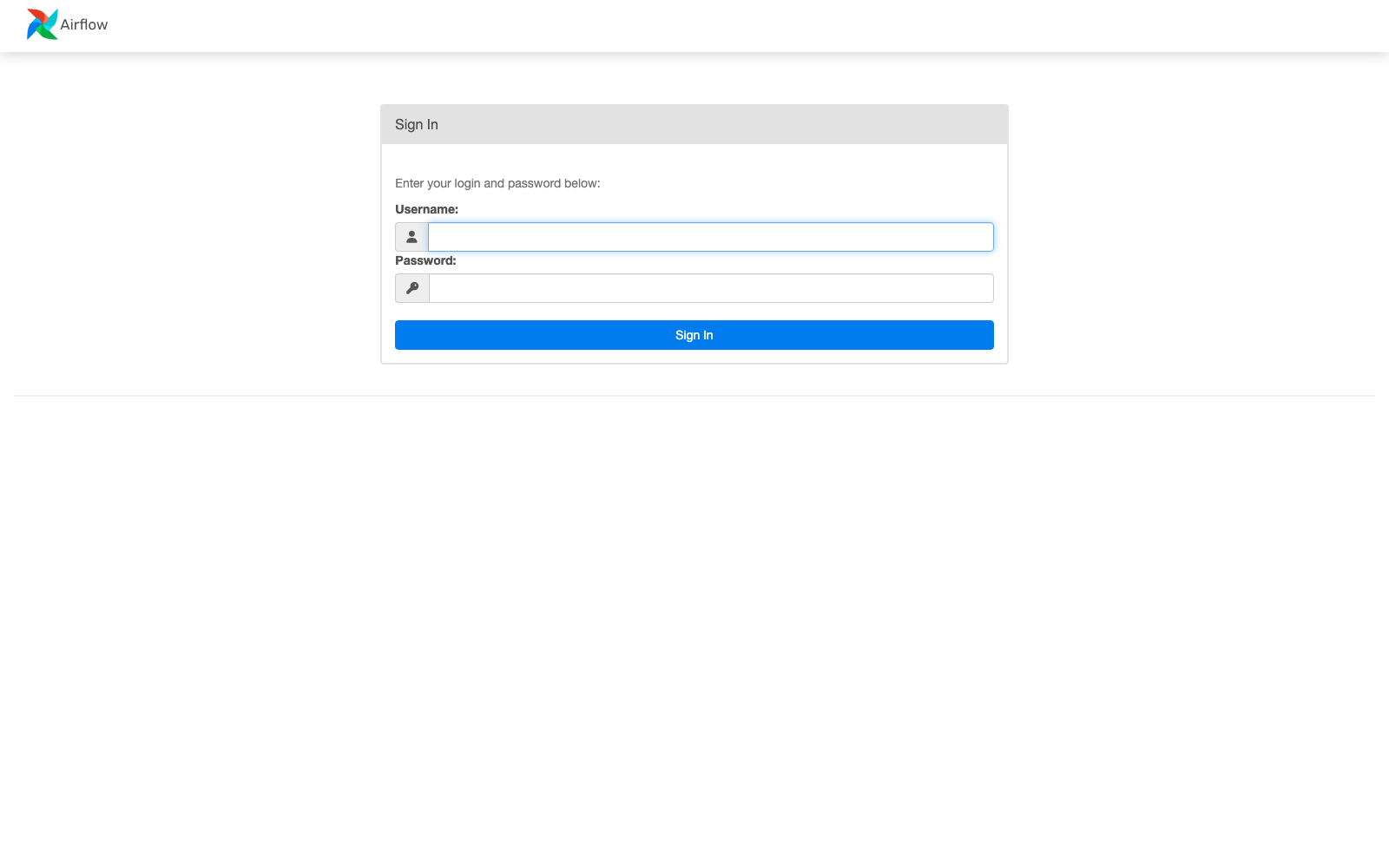Apache Airflow sign-in page