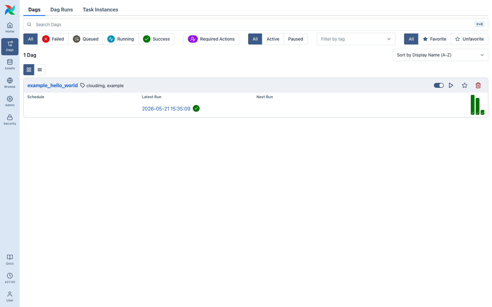 Apache Airflow DAGs list