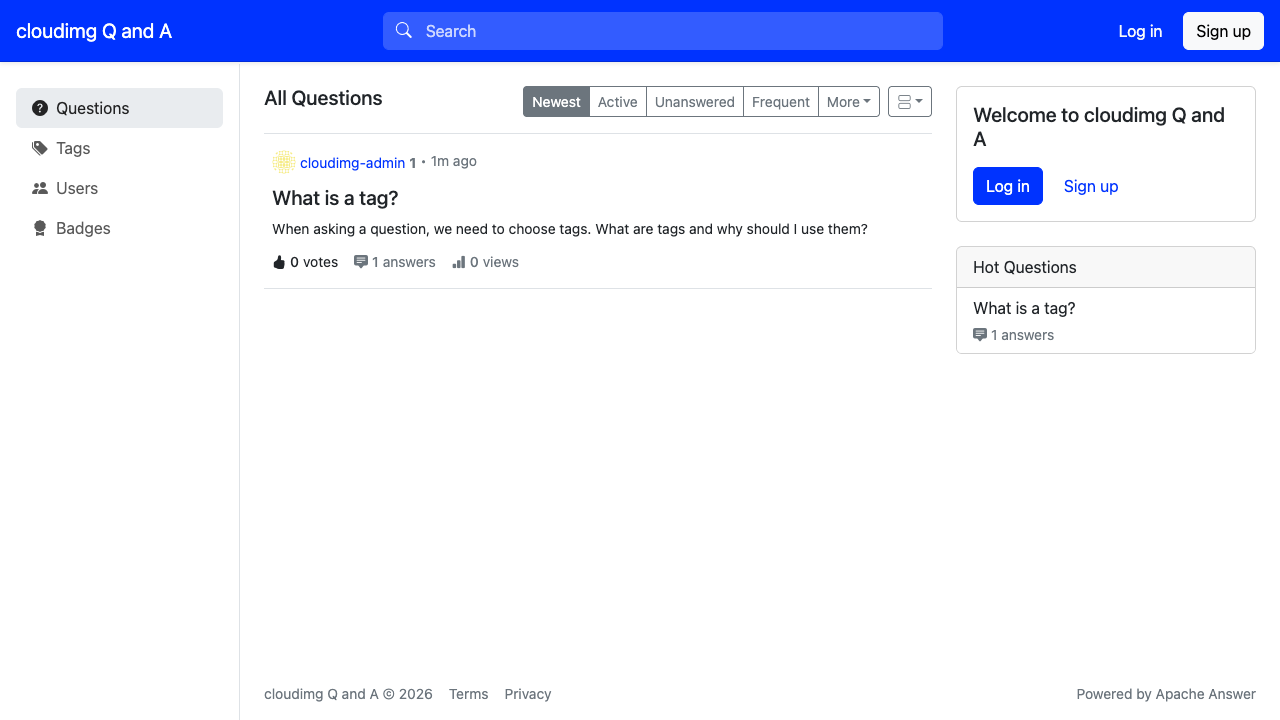 The Apache Answer question list - the community home page