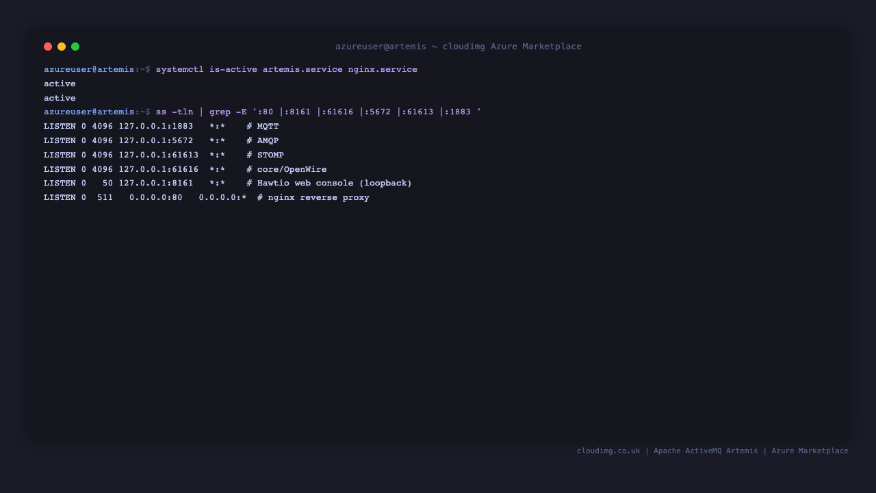 Artemis services and listening ports
