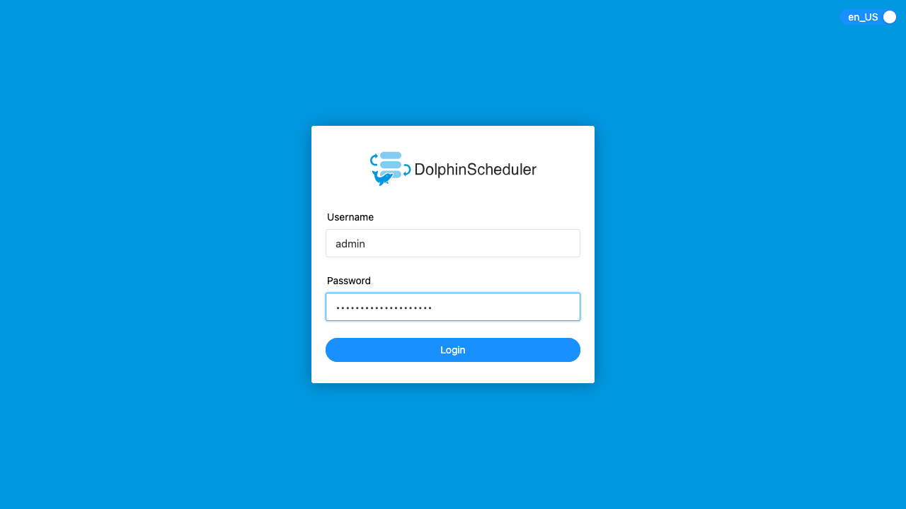 Apache DolphinScheduler sign-in page