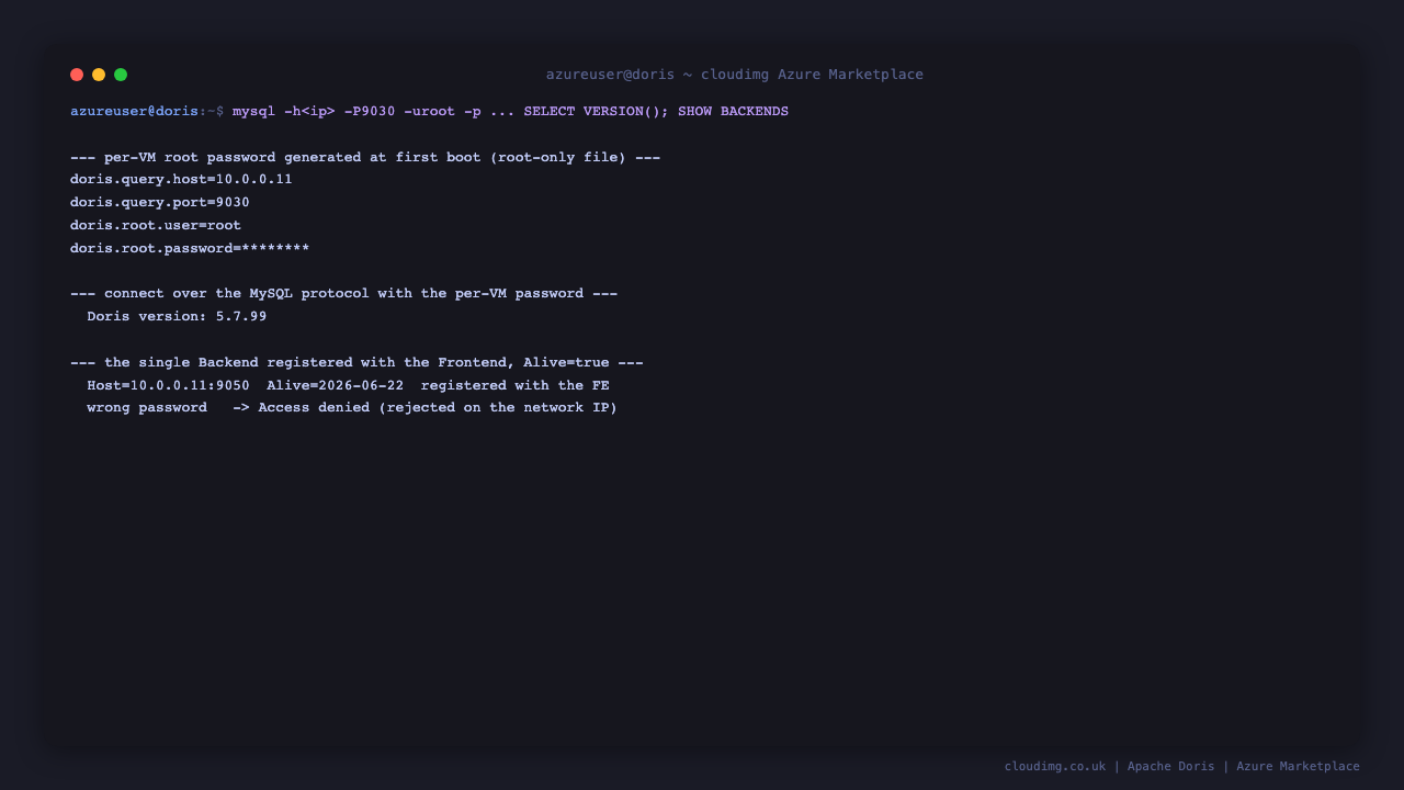 Apache Doris version and SHOW BACKENDS Alive