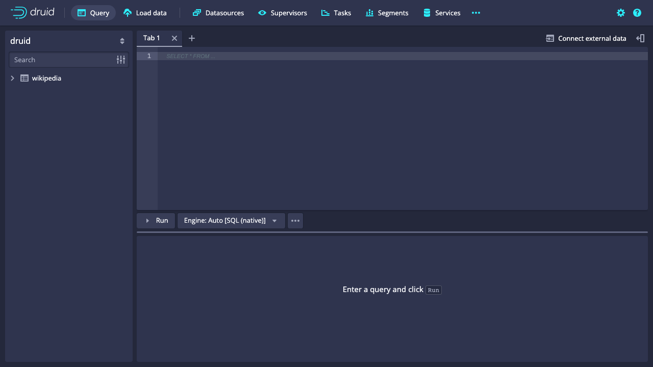 The Druid unified web console after signing in