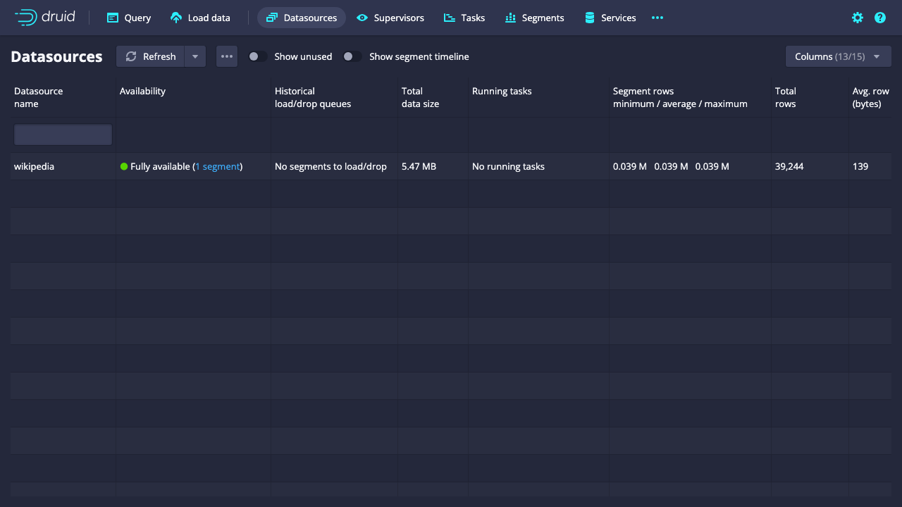 Starting a batch ingestion from the Druid console
