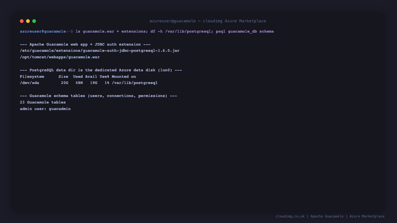 Guacamole version and PostgreSQL schema