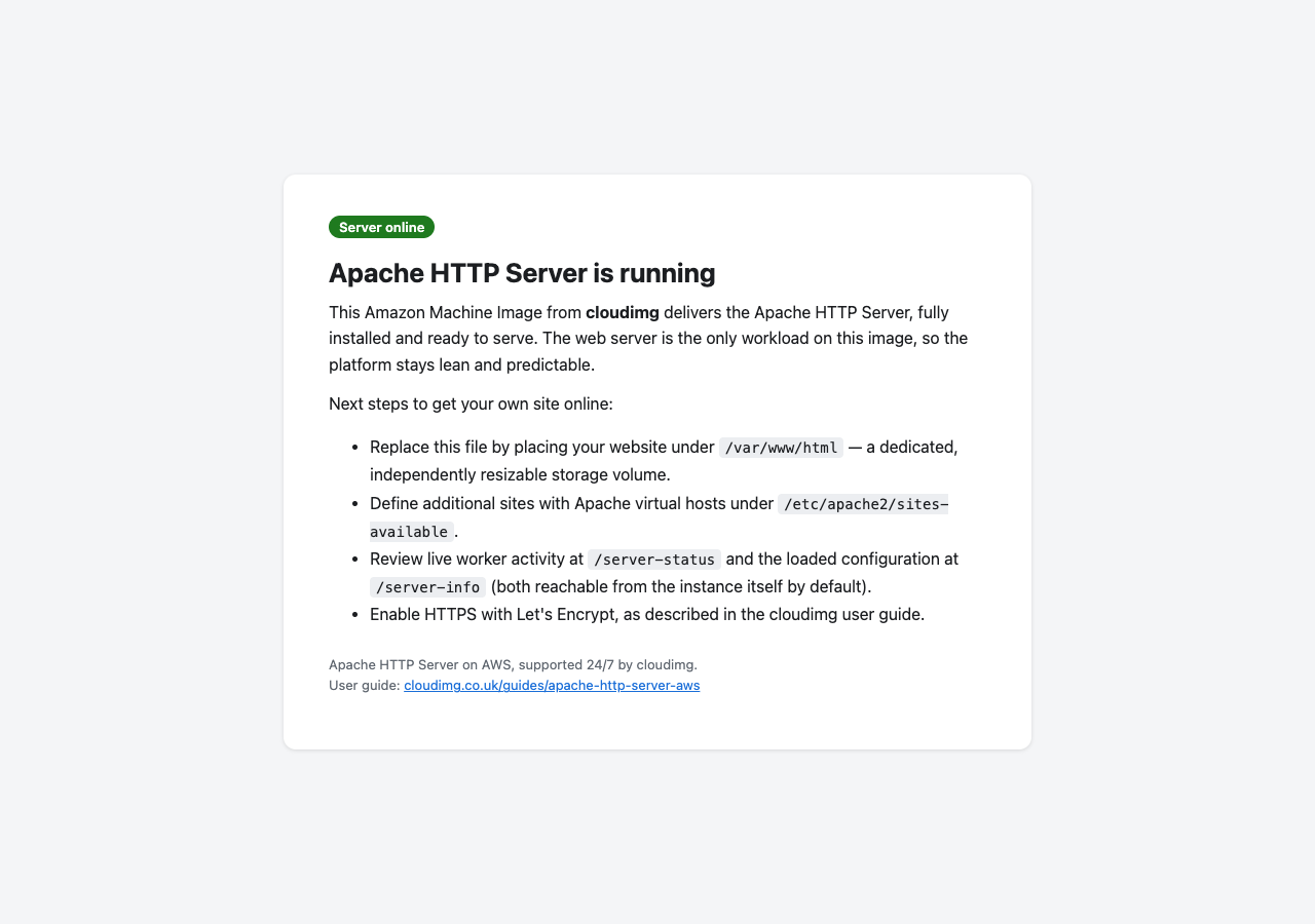 Apache HTTP Server default landing page