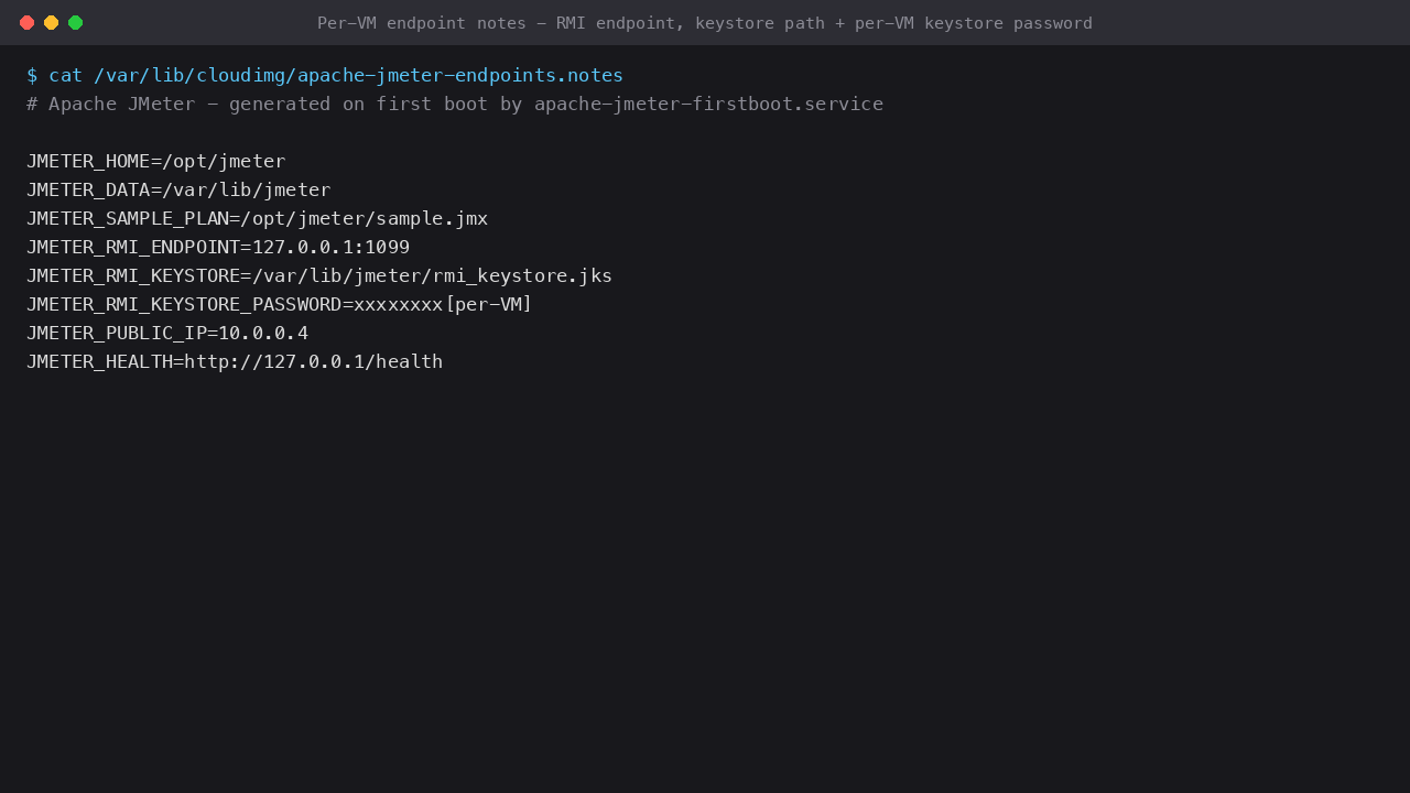 Apache JMeter per-VM endpoint notes