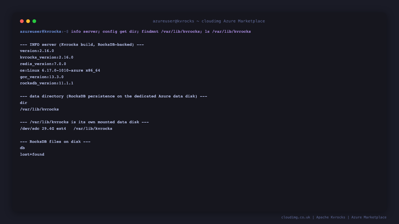 Apache Kvrocks keyspace and RocksDB persistence on the data disk