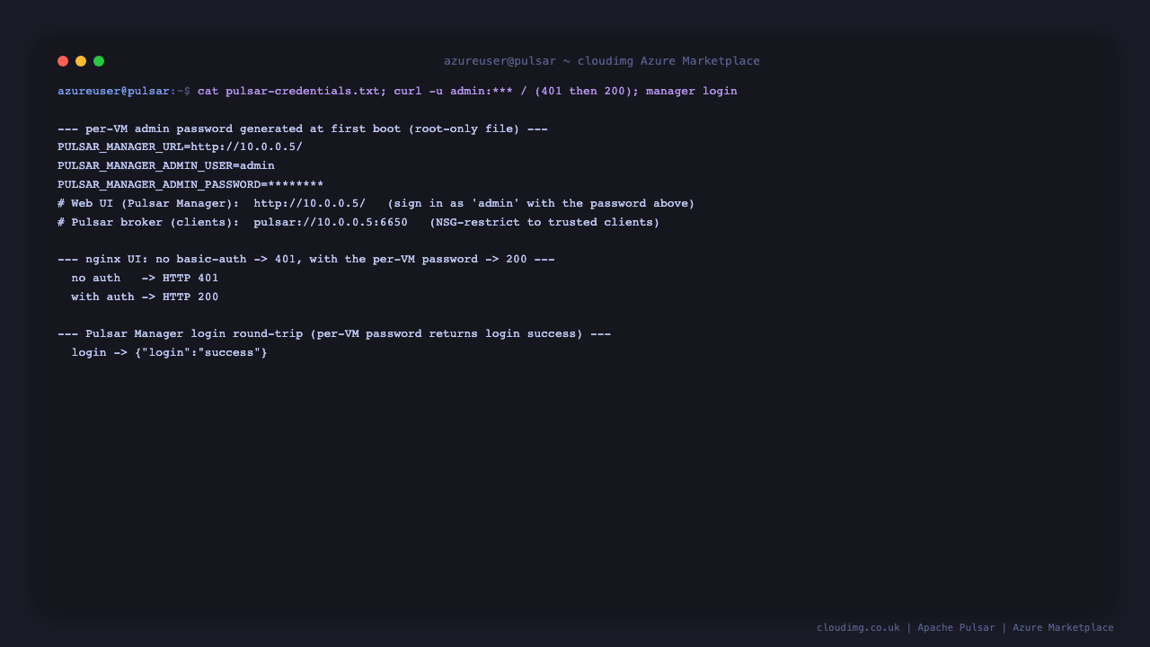 Per-VM password and admin REST health