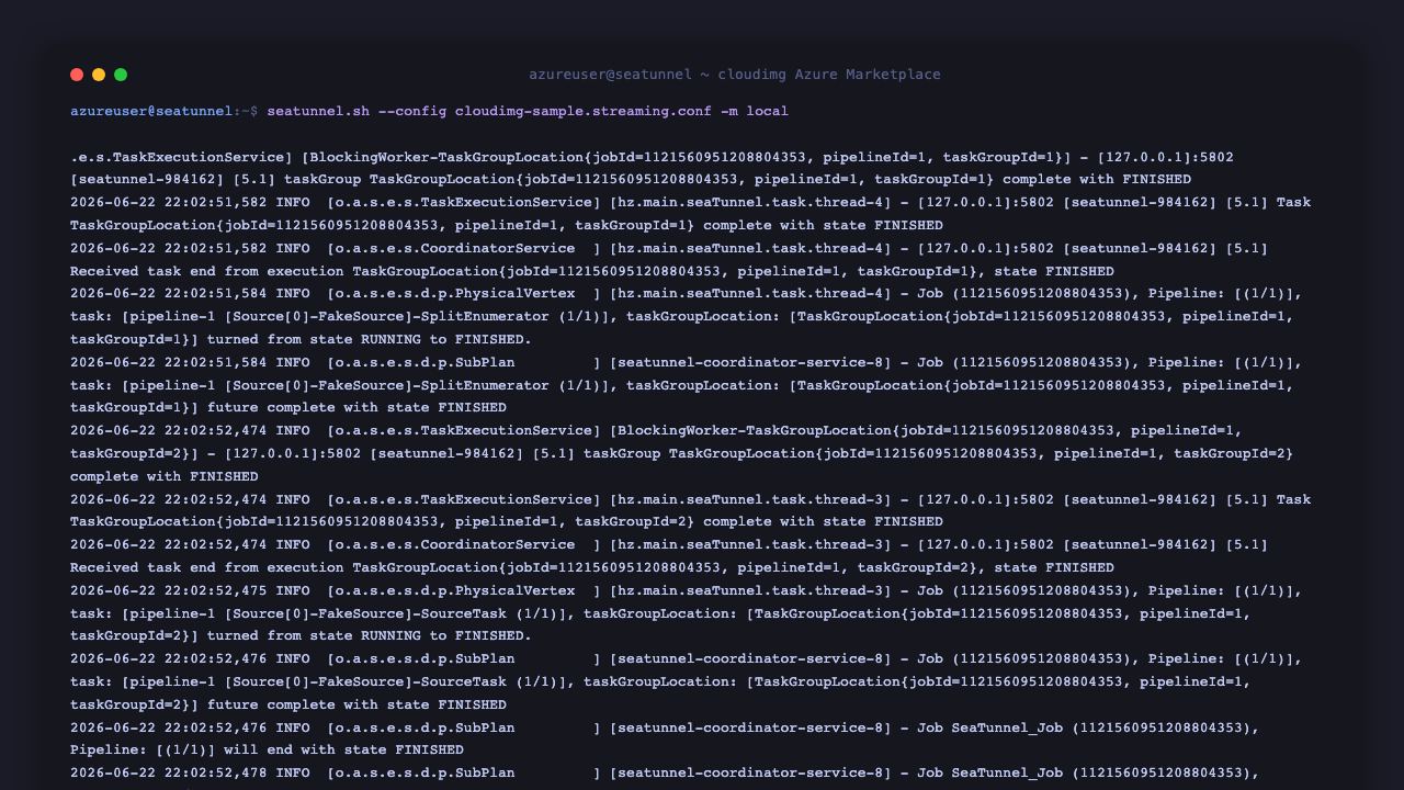SeaTunnel sample job running with output