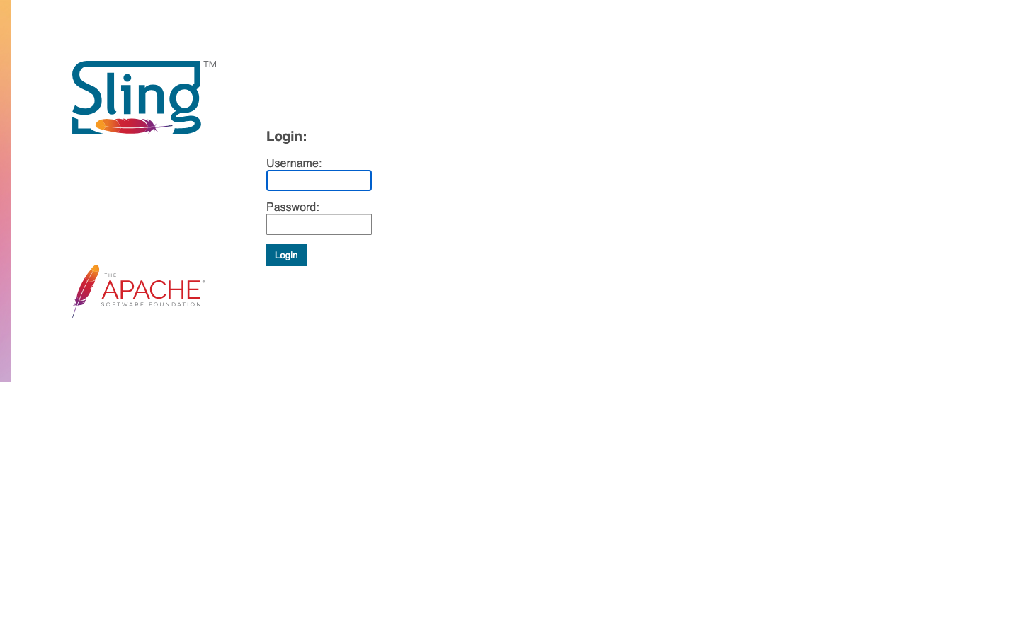 The Apache Sling login form