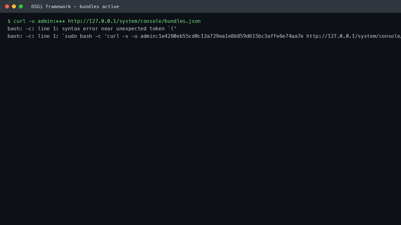 Command line query of the Web Console bundles endpoint showing all bundles active