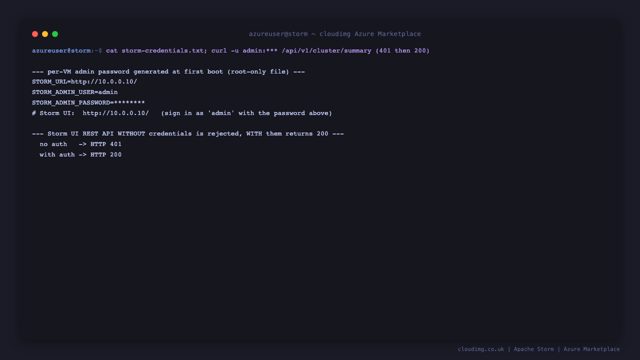 Storm credentials file