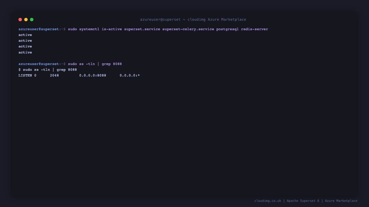 superset.service active and listening on TCP 8088