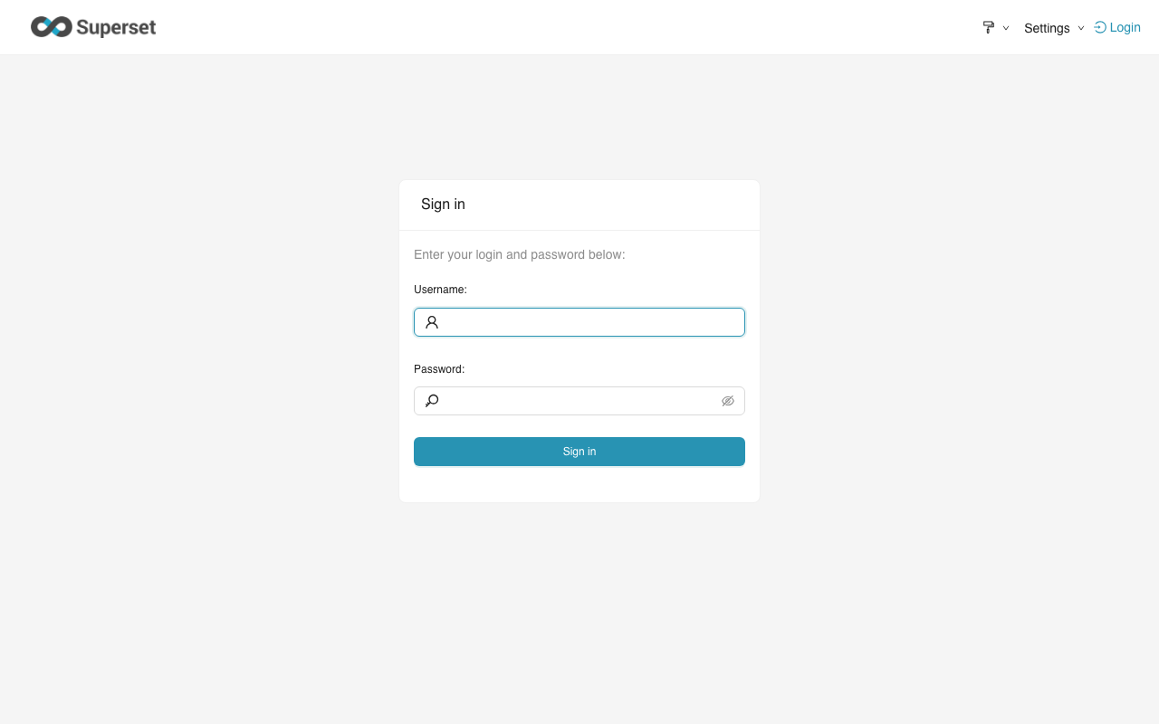 Apache Superset 6 sign in page on a freshly deployed cloudimg VM