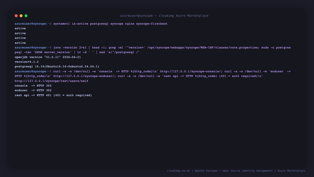 Apache Syncope services, versions and endpoints on Ubuntu 24.04