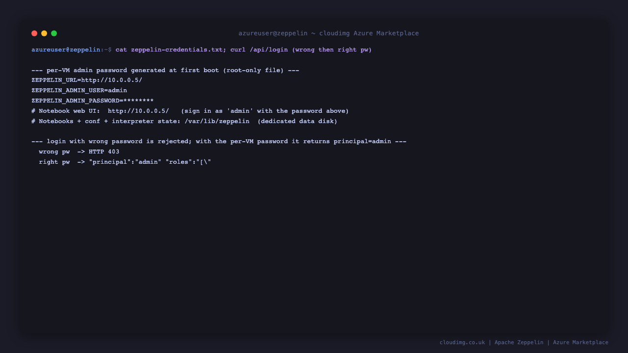 Per-VM admin password and Shiro login round-trip