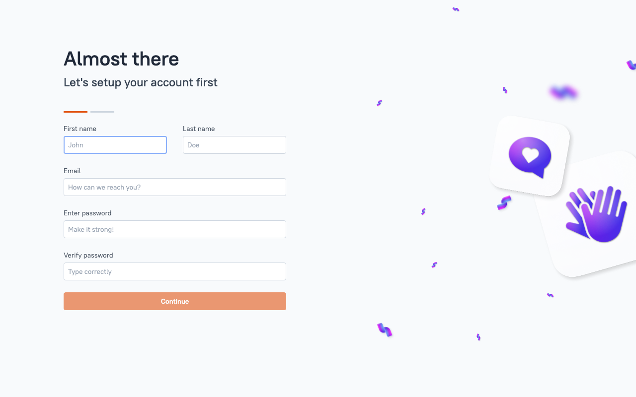 Appsmith super admin signup form on the welcome page