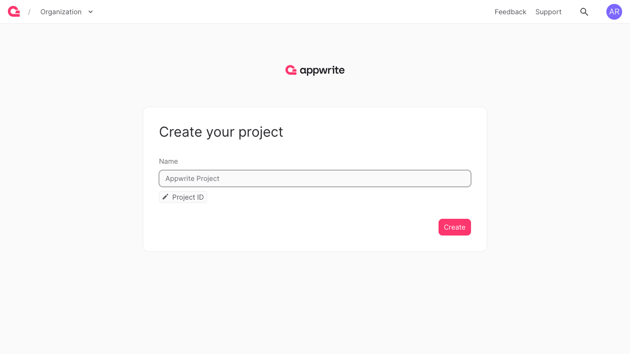 The Appwrite Console projects overview after signing in