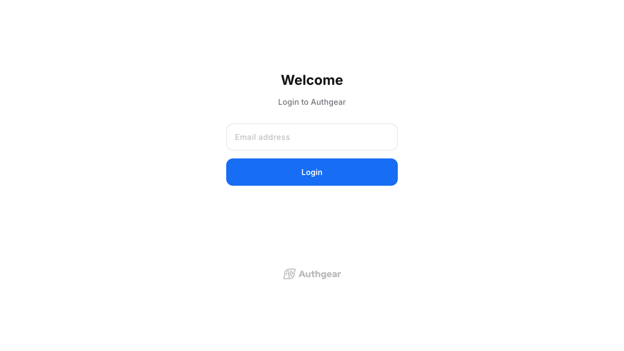The default project's sign-in page with an email field and a Login button and no sign-up link