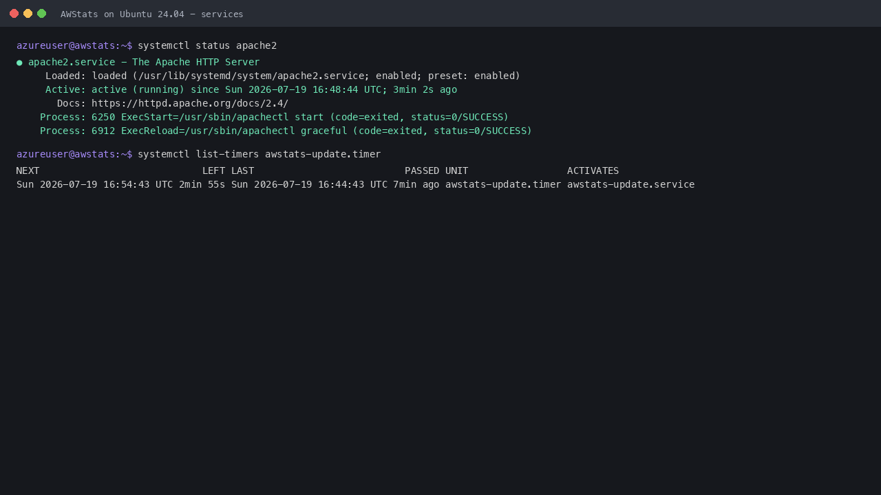 Apache and the AWStats update timer both active on a freshly booted instance