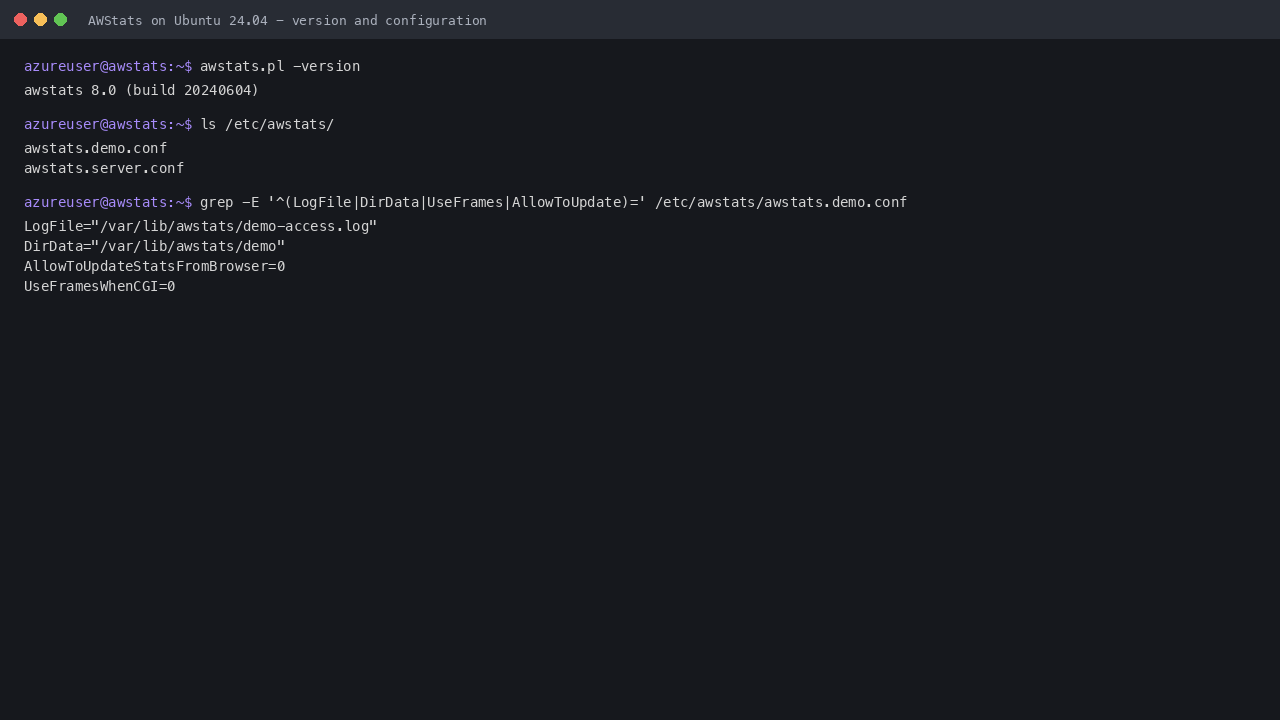 The AWStats version and the two shipped report configurations