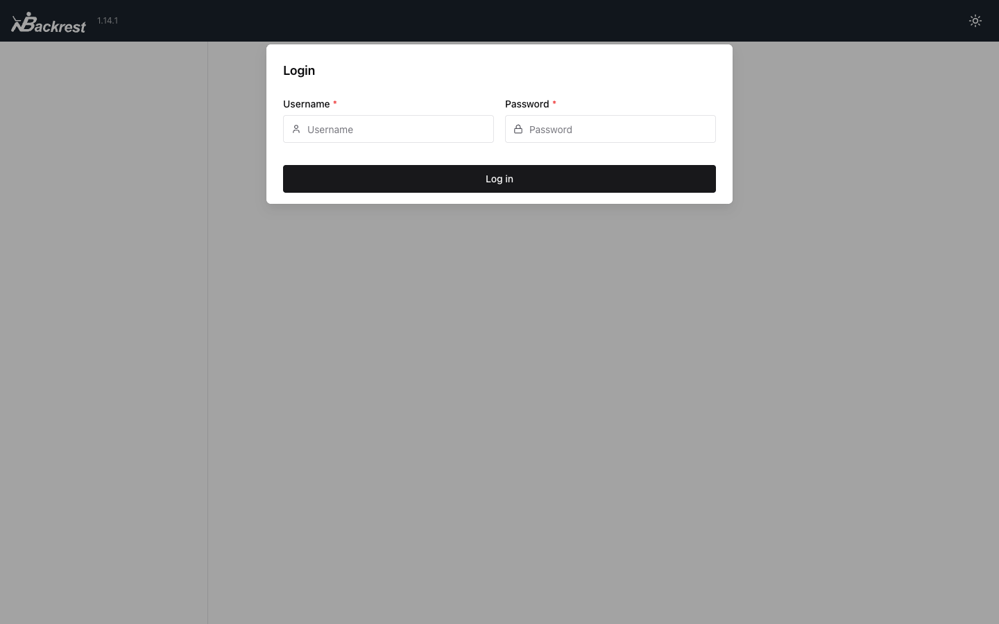 The Backrest sign in page, protected by the per instance administrator password