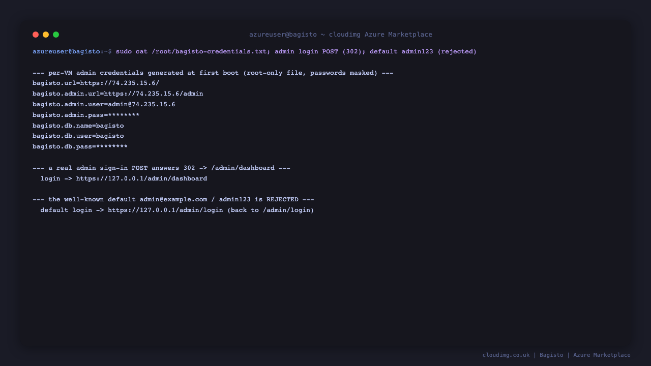 Per-VM credentials and the rejected default login