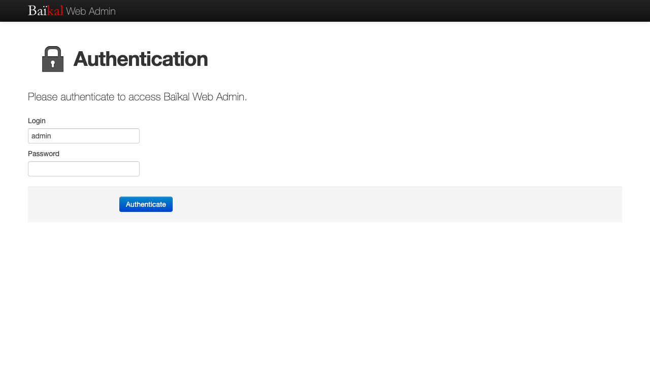 Baikal admin sign-in