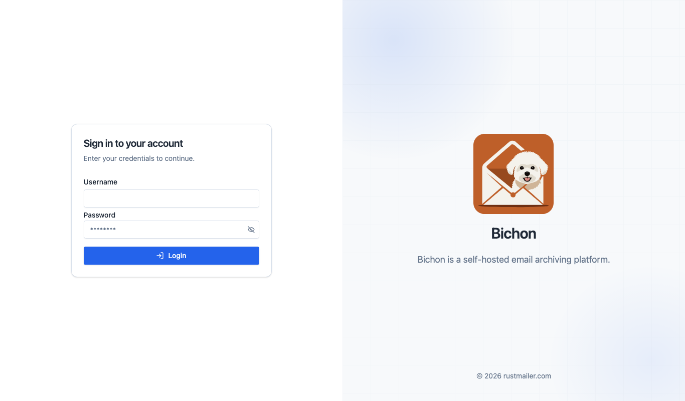 The Bichon sign in page, served over HTTPS