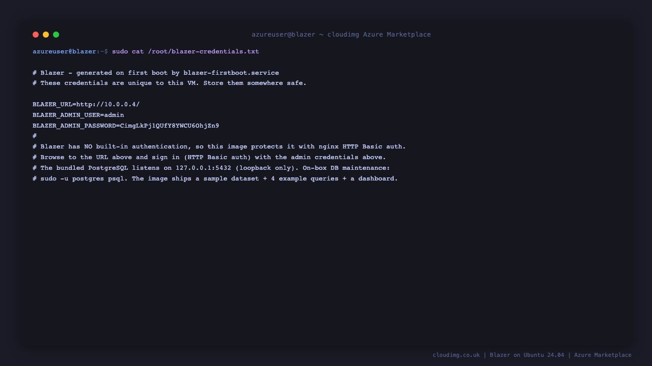 Blazer per-VM credentials file