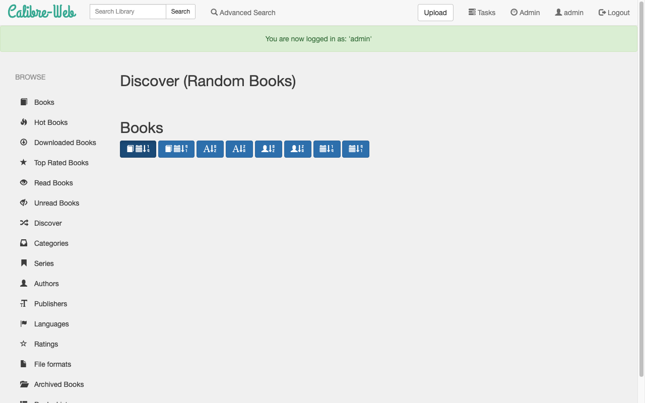 Calibre-Web library view