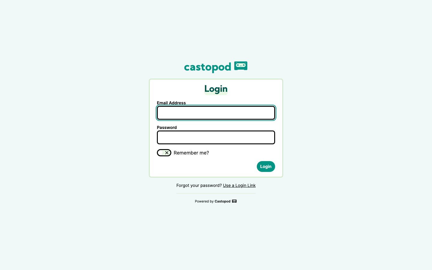 Castopod admin sign-in page