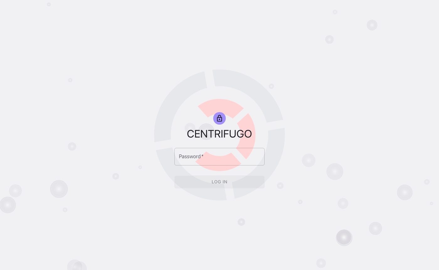 The Centrifugo admin login page
