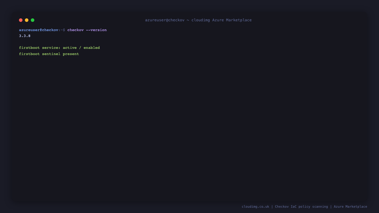 Checkov version and the completed first boot service on Ubuntu 24.04