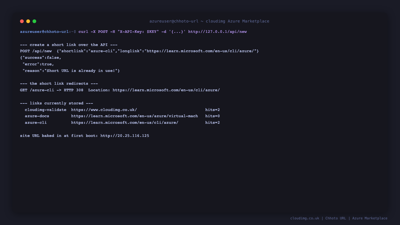 Creating a short link over the API and following the redirect
