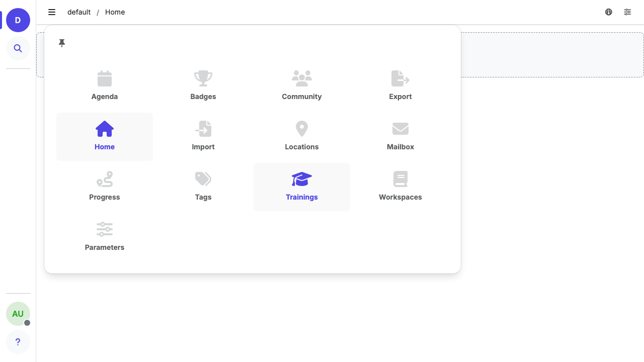 The administrator's desktop with the tool menu open