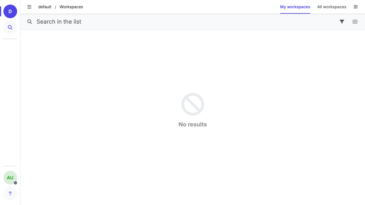 The Workspaces tool with the My workspaces and All workspaces tabs