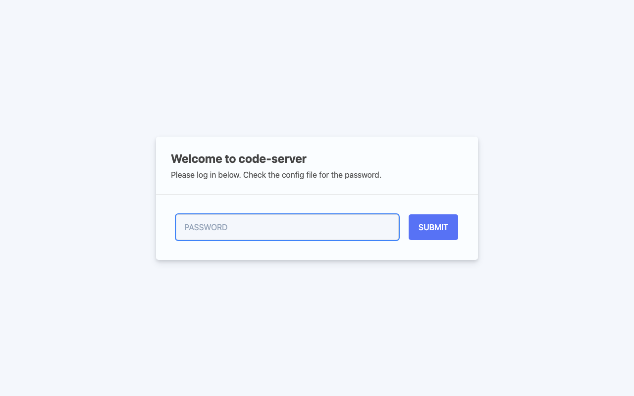 code-server sign-in page