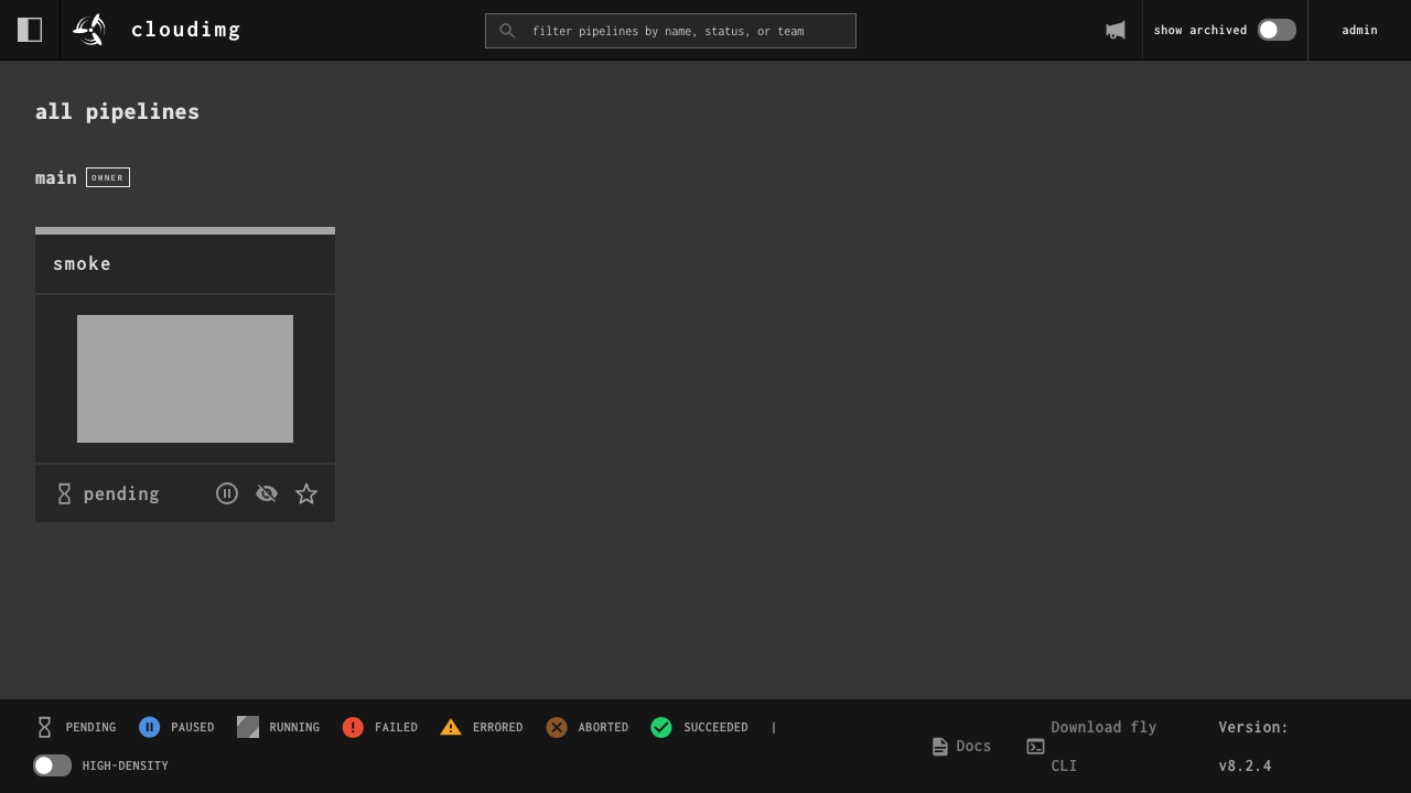 The Concourse CI dashboard listing pipelines