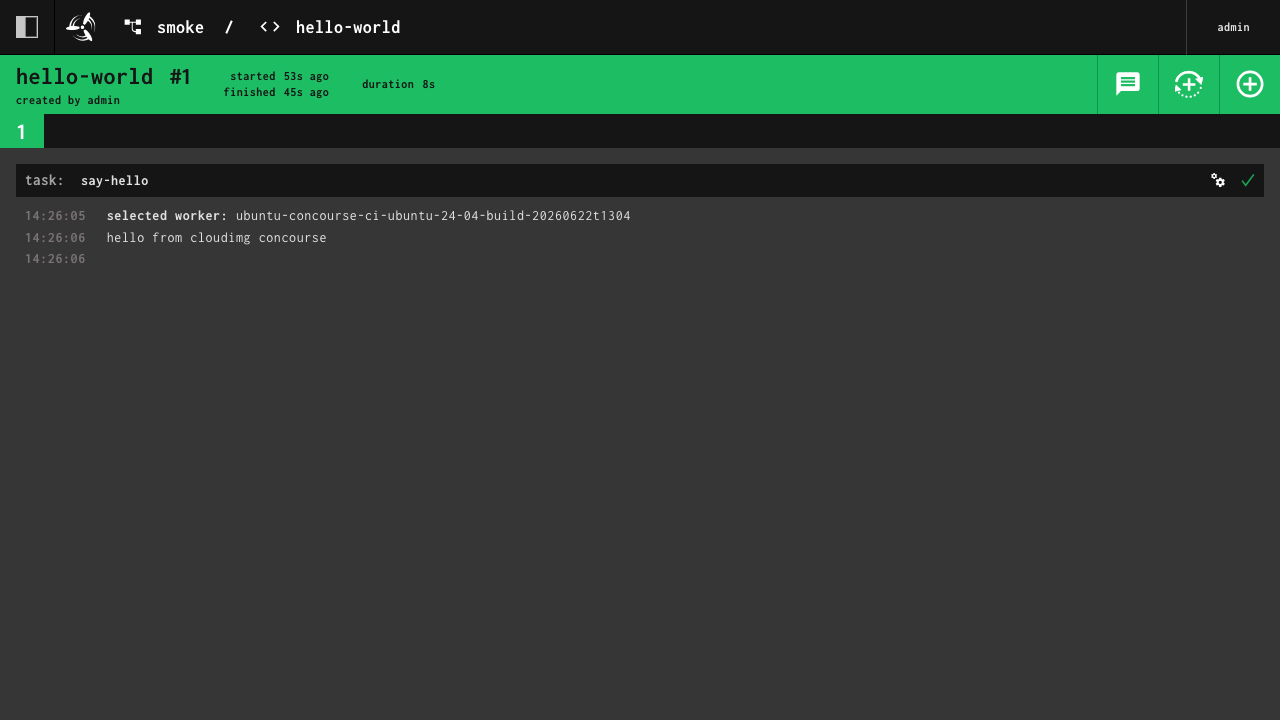 A Concourse CI build view streaming task output