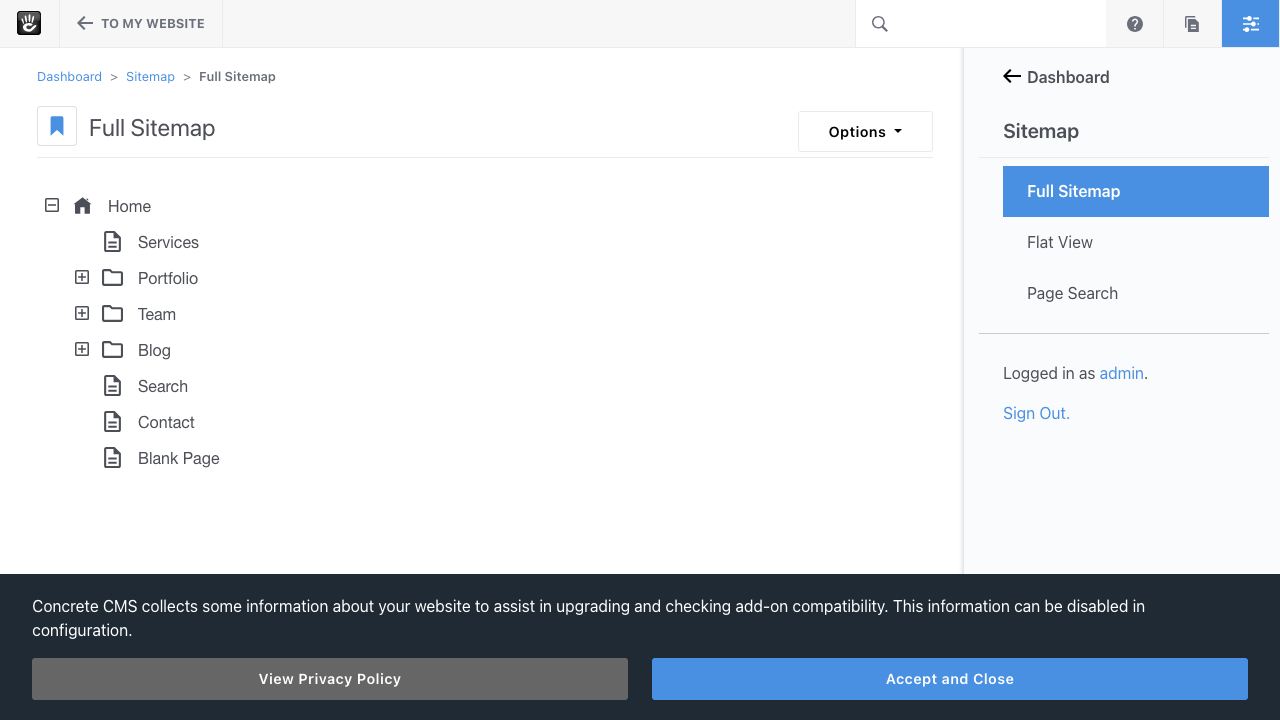 Concrete CMS full sitemap