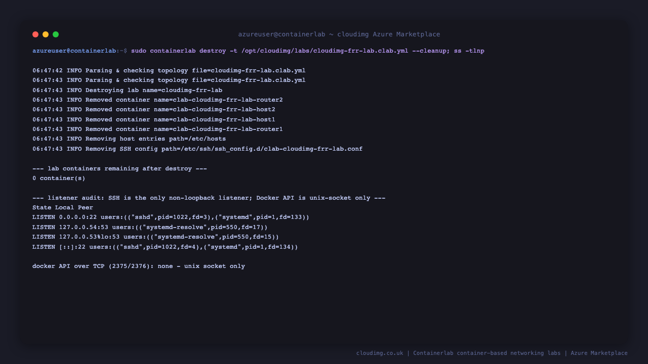 Destroying the lab and the final listener audit