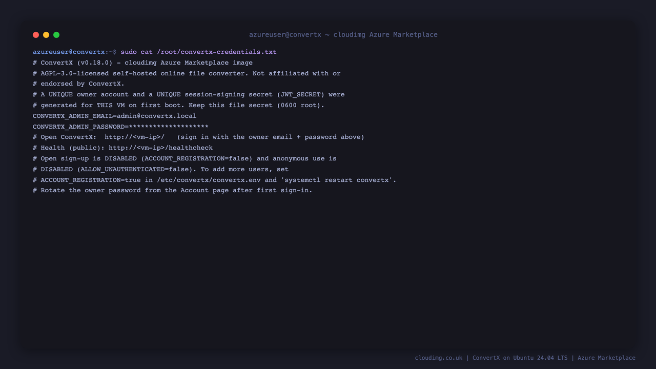 The per VM access notes, with the owner email and the owner password masked