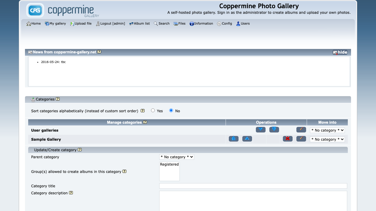 The Coppermine album and category manager